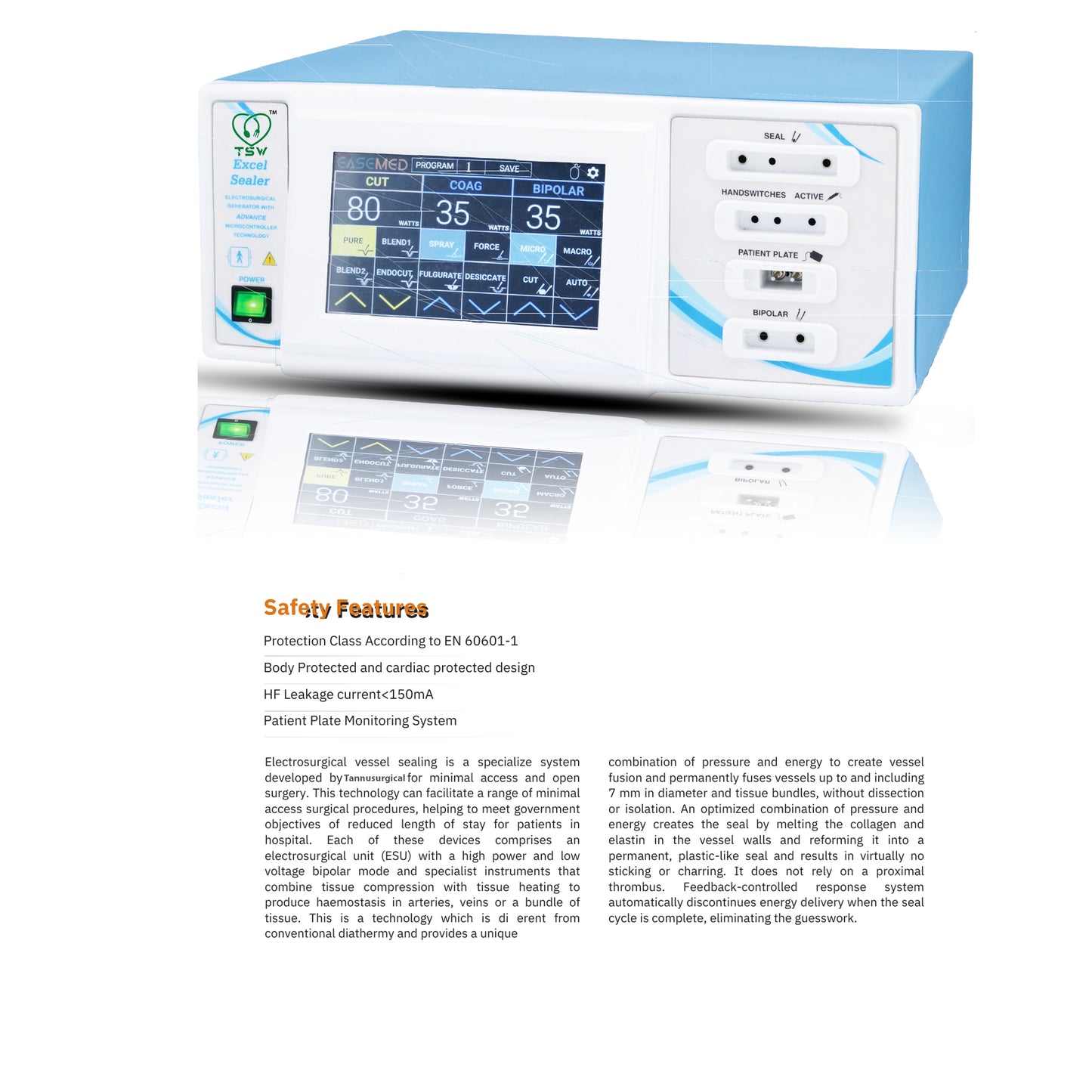 Excel Sealer 400W Electrosurgical Cautery Machine with Vessel Sealing System - Tannu Surgical Works