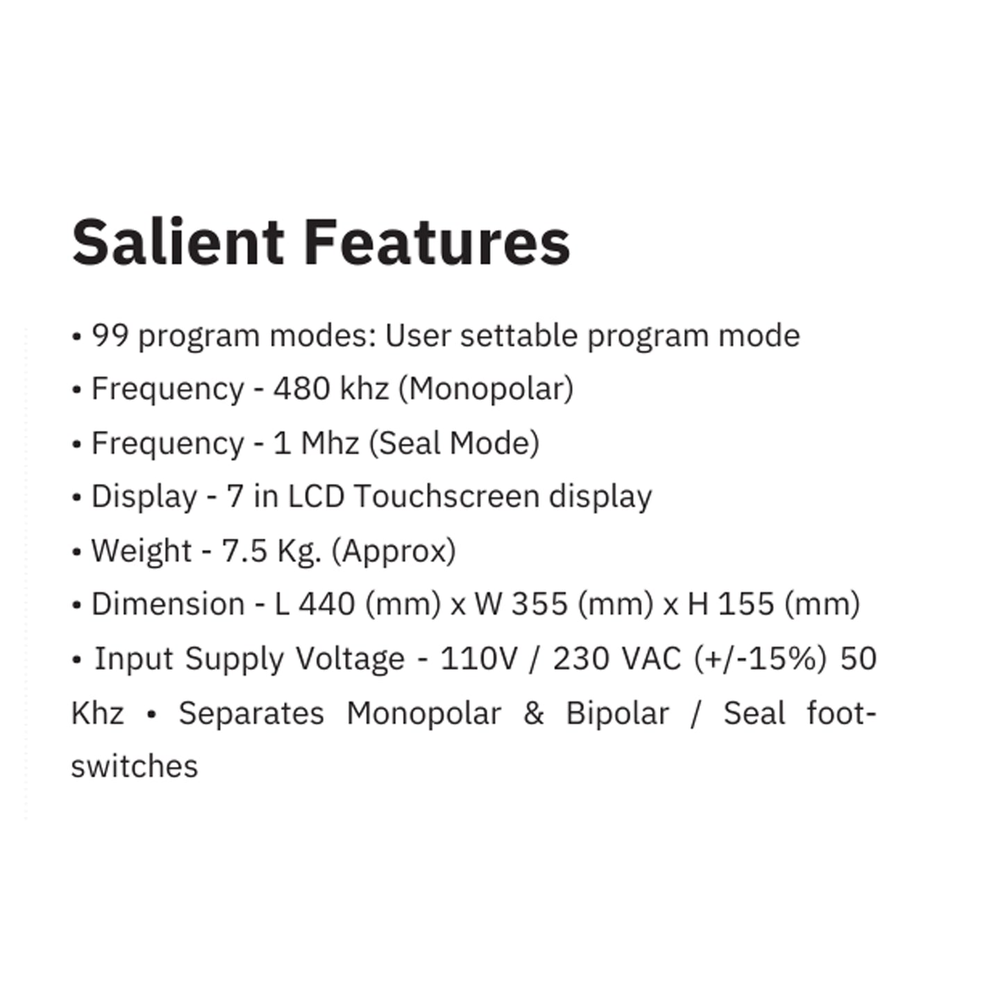 Excel Sealer 400W Electrosurgical Cautery Machine with Vessel Sealing System - Tannu Surgical Works