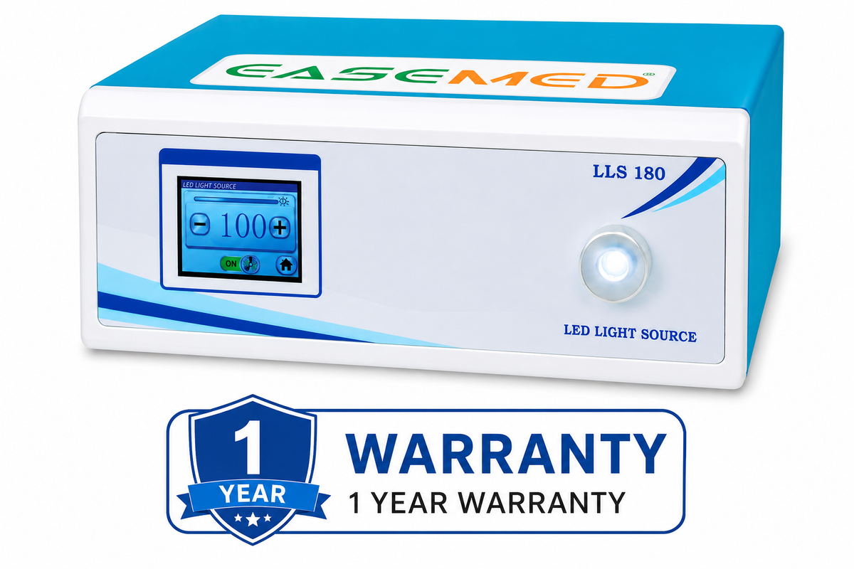 EASEMED LLS 180 LED Light Source 180W for Laparoscopy & Endoscopy | 4.3" Touch Screen Cold LED Light Source with 7 Ft (2.3m) Xenon Fiber Optic Cable | 6000K White Light | Complete Set - TSW