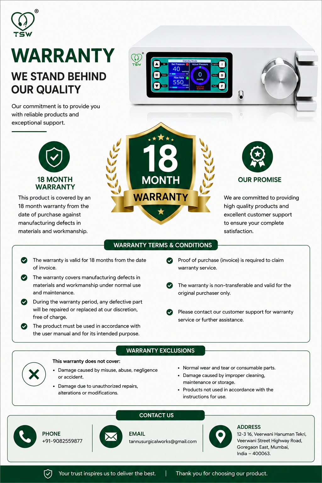 TSW hysteroscopic fluid management system for diagnostic and operative hysteroscopy