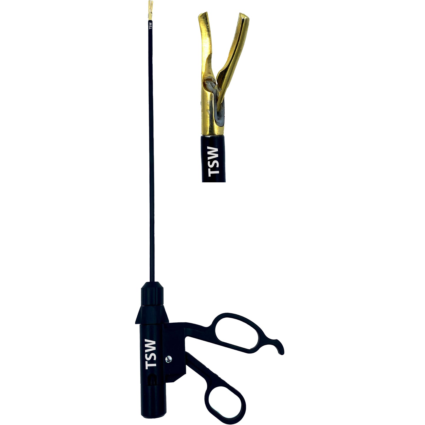 Laparoscopic Bipolar Vessel Sealer Cutter 5mm with curved jaws for electrosurgical use in minimally invasive procedures.