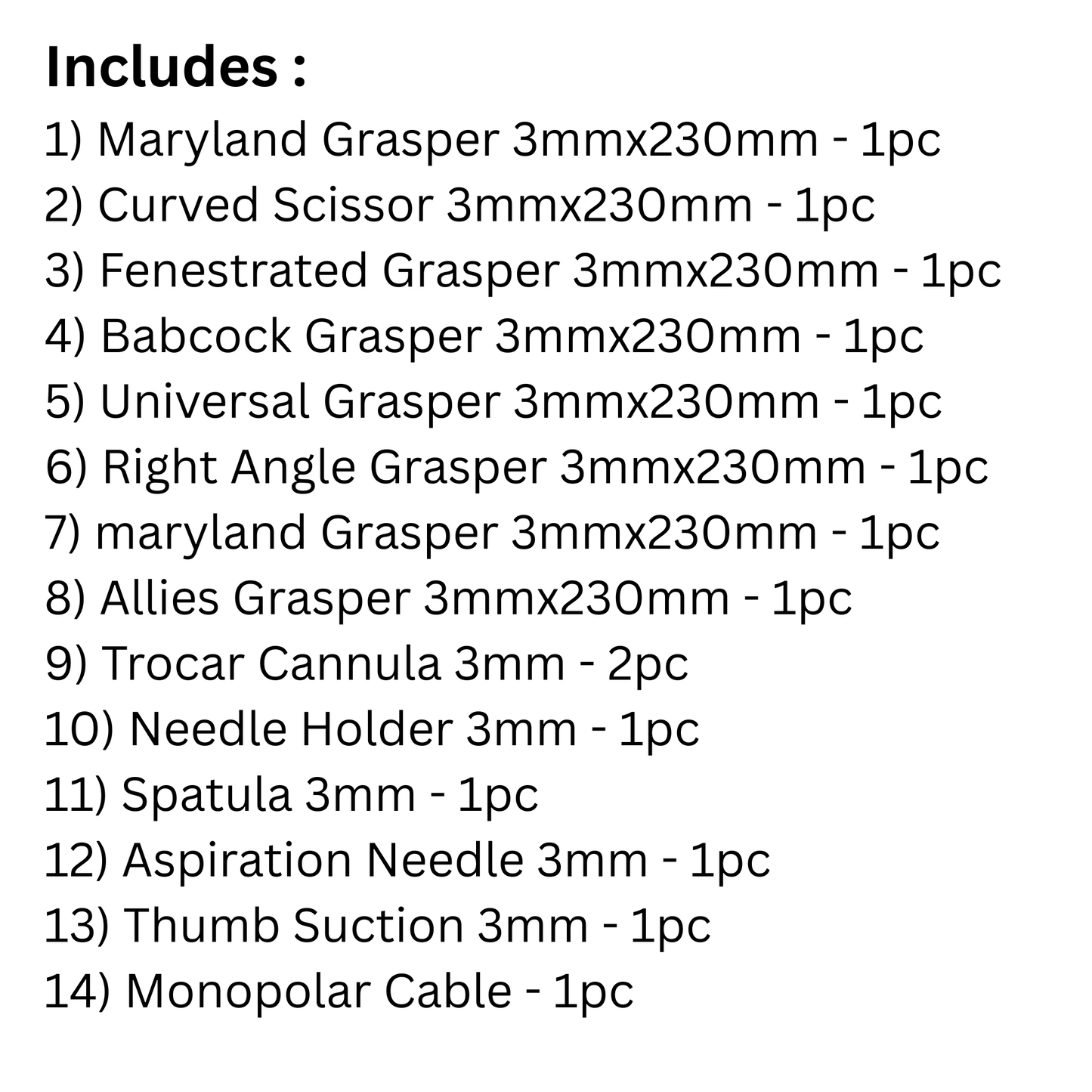 Laparoscopic Pediatric Surgery Instruments Set 3mm - Tannu Surgical Works