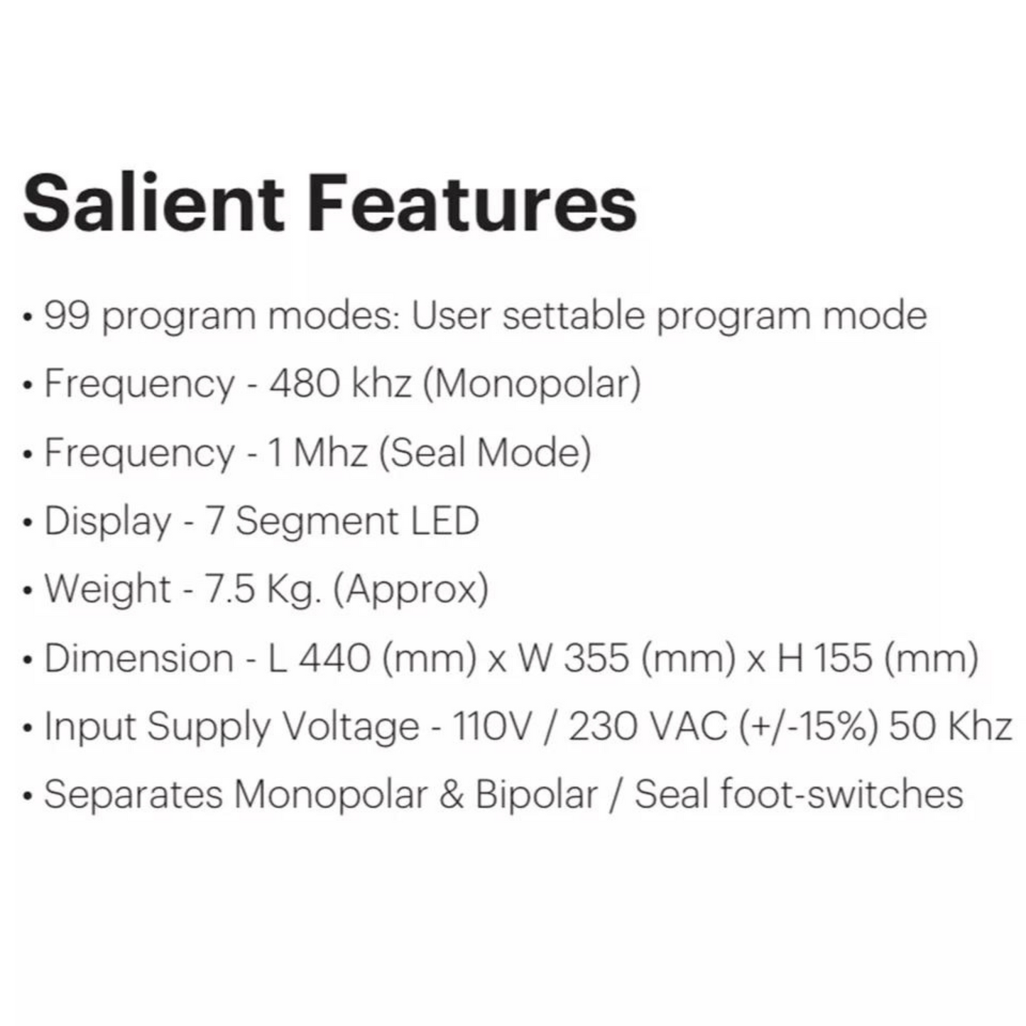 Monoseal Prime Electrosurgical Bipolar Cautery Machine - Vessel Sealer Sealing System - Tannu Surgical Works
