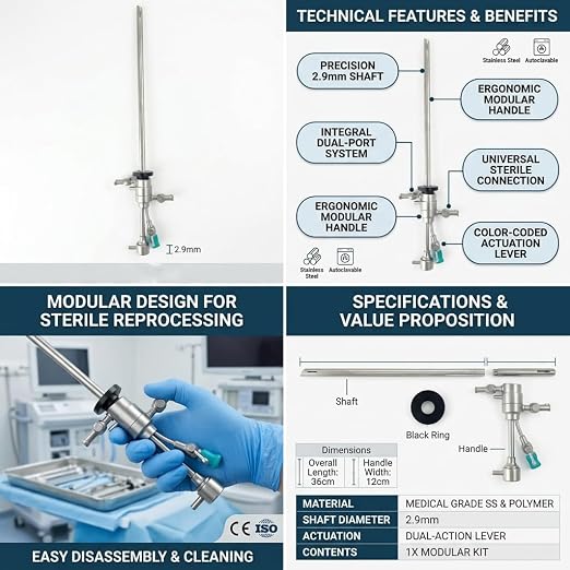 Reusable operative hysteroscopy sheath for compatible telescope and instruments