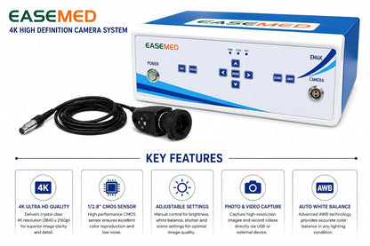 EASEMED EM4K 4K UHD Endoscopy & Laparoscopy Camera System | 3840×2160 60FPS Medical Camera | CMOS Surgical Endoscopy Imaging System with Camera Head