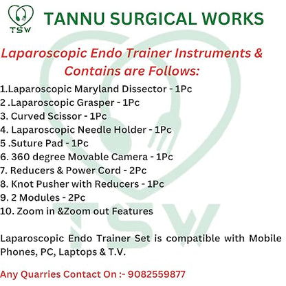 Laparoscopic Android  Endo Trainer Simulator Training with Surgical Instruments Set