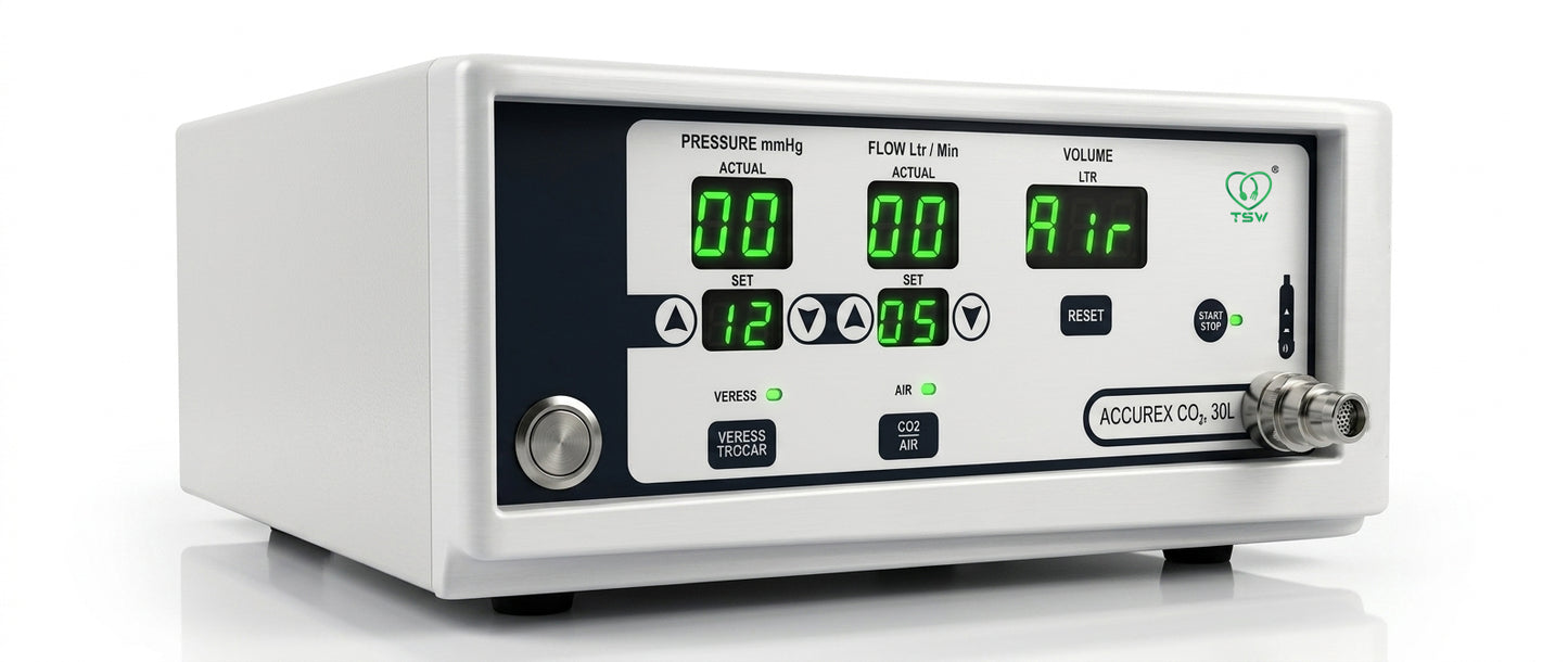 TSW Advance CO₂ insufflator available in 30L and 40L high-flow variants