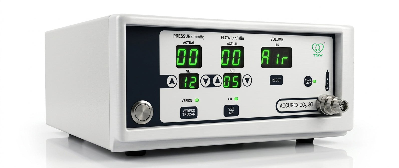 TSW Advance CO₂ insufflator available in 30L and 40L high-flow variants