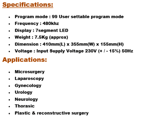Bipolar Cautery Machine Electrosurgical Generator 400W - Tannu Surgical Works