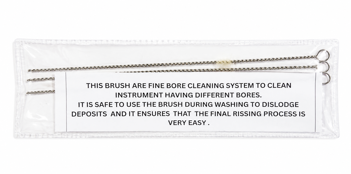 Flexible fine-bore brushes for compatible surgical instrument channels