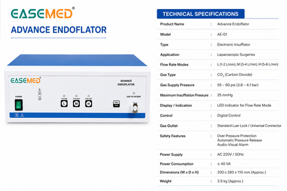 EASEMED Advance Endoflator CO₂ Insufflator with Inbuilt Gas Warmer | Microcontroller Controlled Endoscopic Vessel Harvesting System | 3 Flow Modes | Medical CO₂ Endoflation Unit - TSW