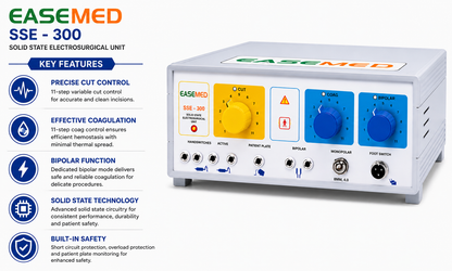 EASEMED SSE-300 300W Electrosurgical Generator | Analog Bipolar Monopolar Cautery Machine | Electrosurgery Diathermy Unit Set