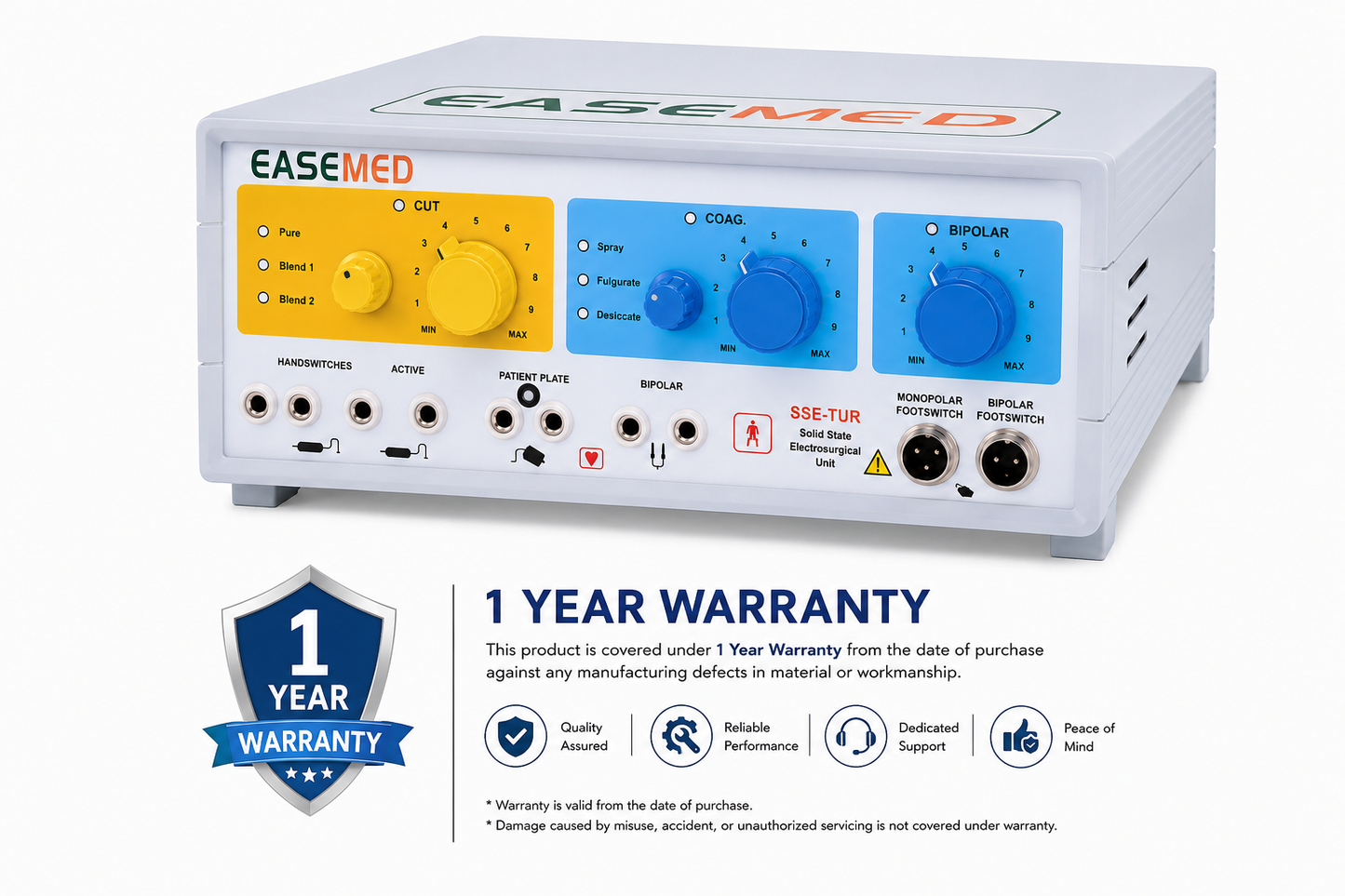 EASEMED SSE-TUR 400W Electrosurgical Generator | Analog Bipolar Monopolar Cautery Machine | Electrosurgery Diathermy Unit Set