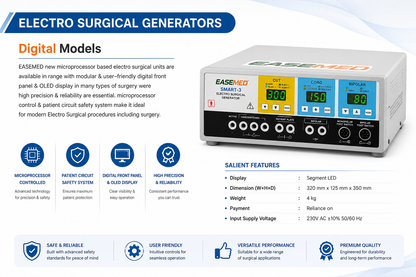 EASEMED Smart-3 300W Electrosurgical Generator | Digital Monopolar Bipolar Cautery Machine | Electrosurgery Diathermy Unit Set