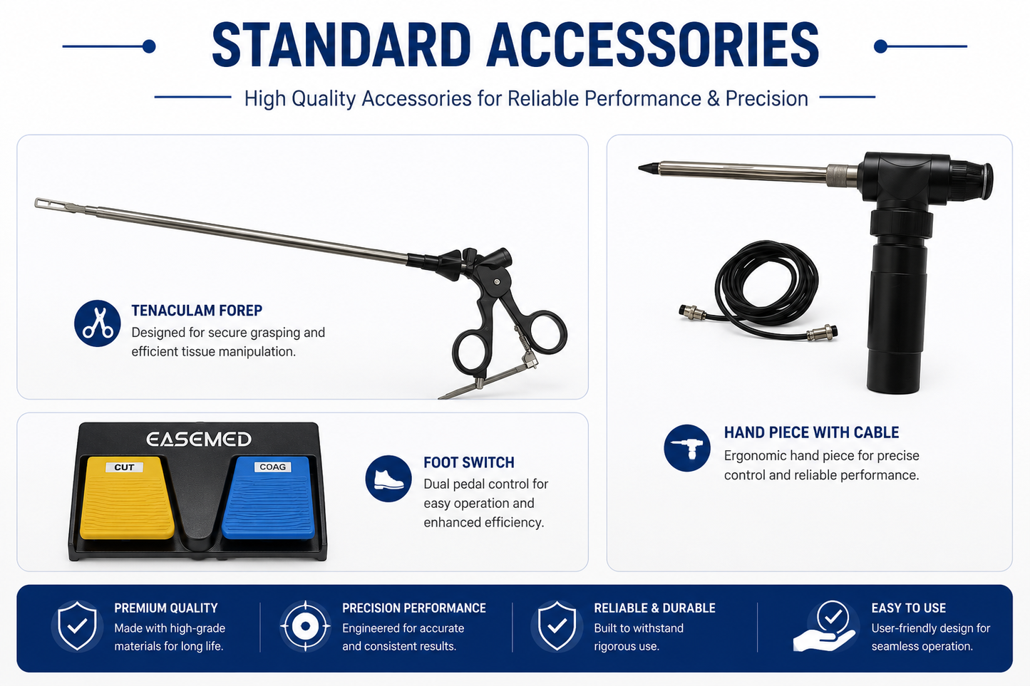 EASEMED Laparoscopic Morcellator System | Electric Gynecological Tissue Morcellator | 10–1000 RPM | High Torque Motor | Handpiece, Foot Switch & Accessories | 1 Year Warranty