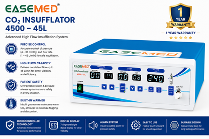 EASEMED Advance 45L CO₂ Insufflator with Inbuilt Regulator & Air Mode | High Flow 45 Liters Laparoscopic CO₂ Insufflation System | Gas Warmer | Metal Body | Complete Set - TSW