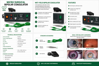 TSW isolated bipolar electrosurgical unit for ophthalmic and microsurgical coagulation