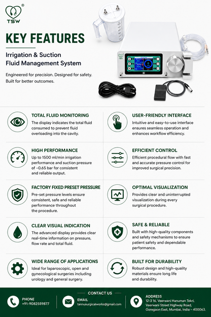 Hysteroscopic fluid management system with 200–1500 ml/min irrigation flow