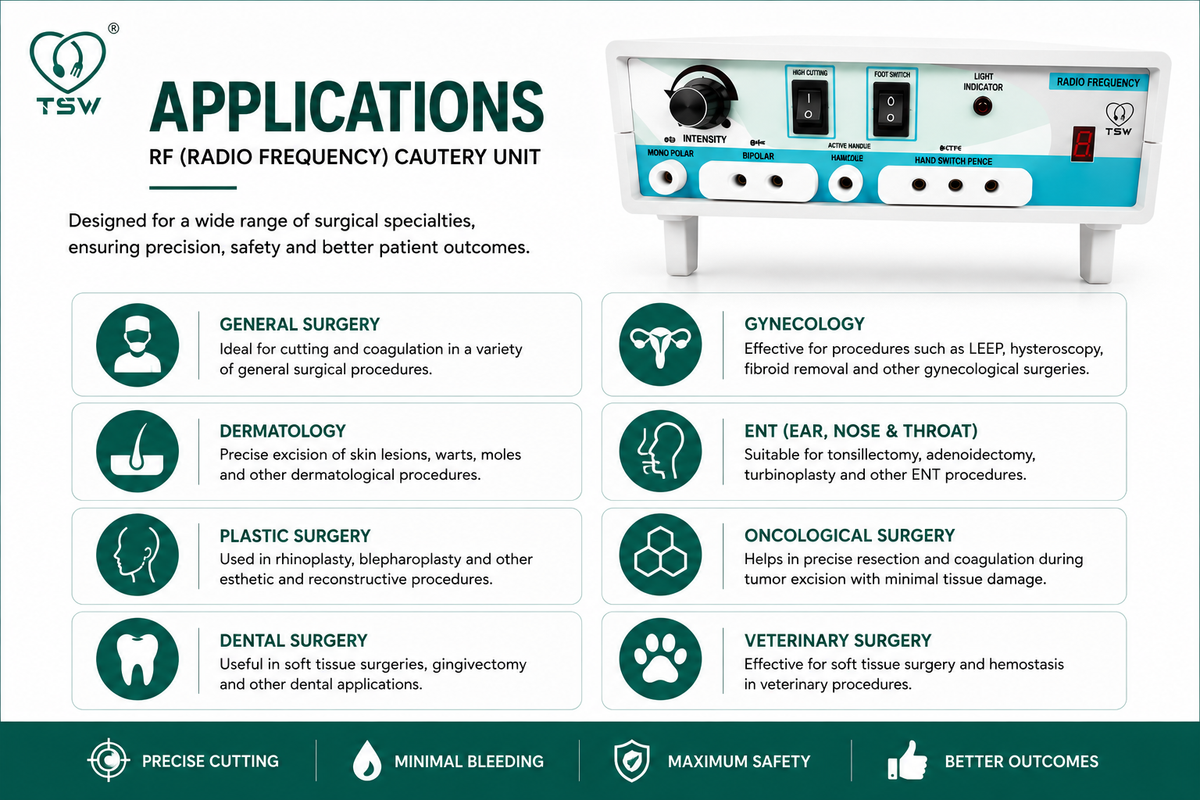 RF Radio Frequency Cautery Machine 150W 3.4MHz | Monopolar & Bipolar - TSW
