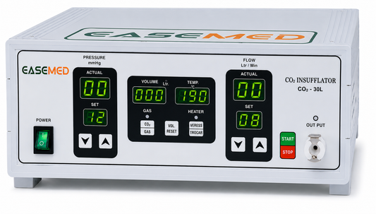 EASEMED CO₂ 3000 ABS 30L High Flow Laparoscopic CO₂ Insufflator with Inbuilt Gas Warmer, Digital LED Display, Microcontroller Controlled, Standard and Air Mode Variants