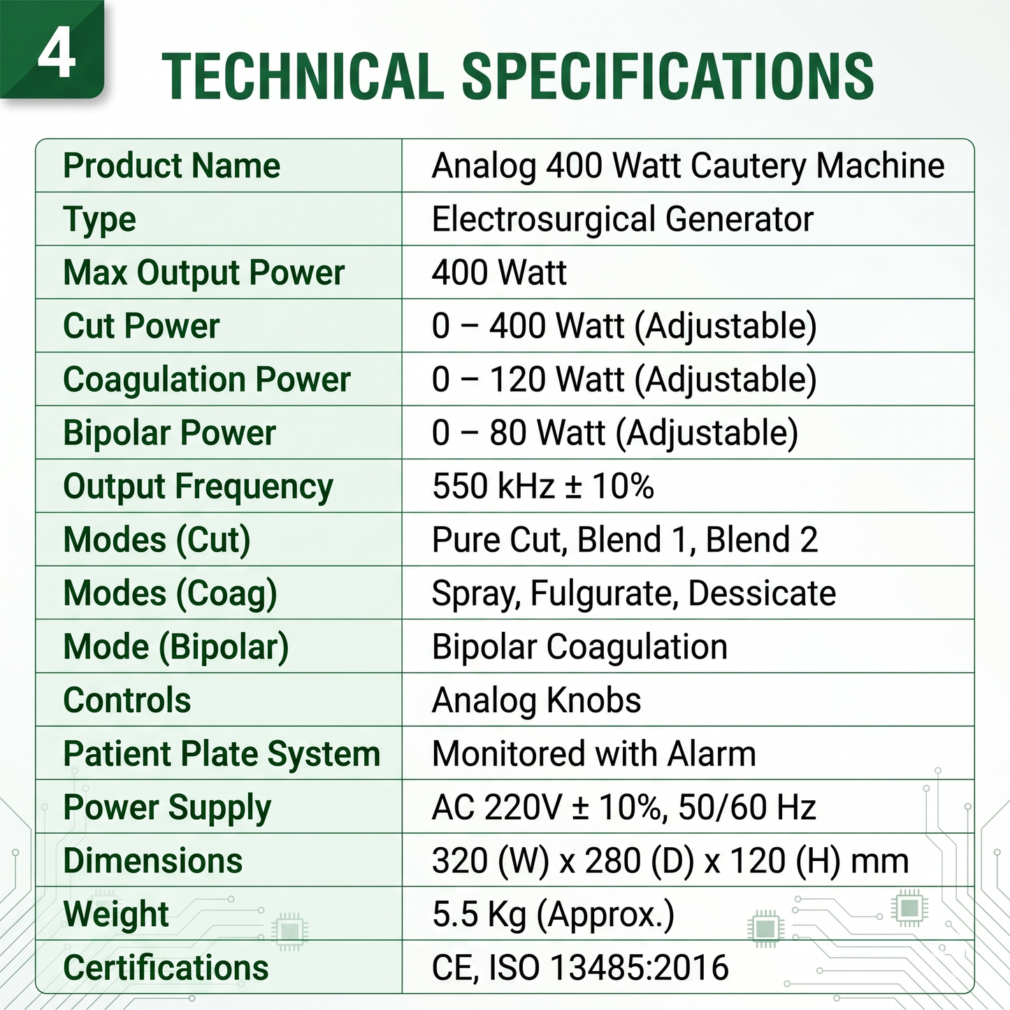 G SSE TUR 400W Analog Cautery Machine | Monopolar & Bipolar Electrosurgical Generator | Surgical Diathermy Electrosurgery Unit | Complete Accessories Set
