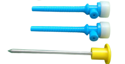 Disposable laparoscopic trocar with cannula instrument-access detail