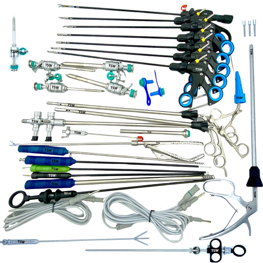 34 pcs laparoscopic surgical instruments set with forceps, trocars, graspers, scissors, bipolar & monopolar instruments – TSW