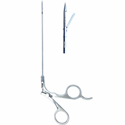 Laparoscopic Port Closure Suture Passer Needle with ergonomic handle and stainless steel shaft for trocar site closure