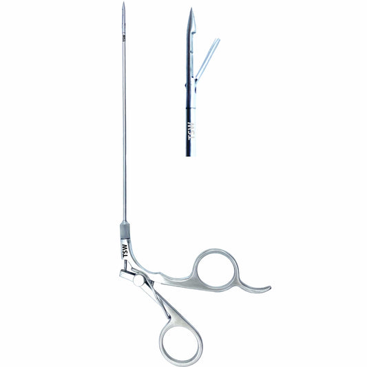 Laparoscopic Port Closure Suture Passer Needle with ergonomic handle and stainless steel shaft for trocar site closure