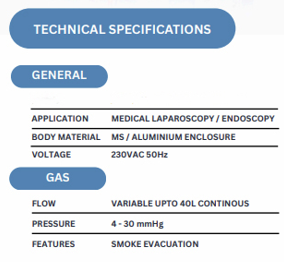 40L laparoscopic CO₂ insufflator with integrated smoke evacuation gas warmer and air mode