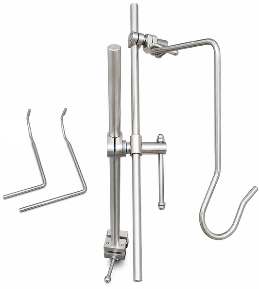 TSW rigid Nathanson liver retractor system with 3 hooks and scope holder