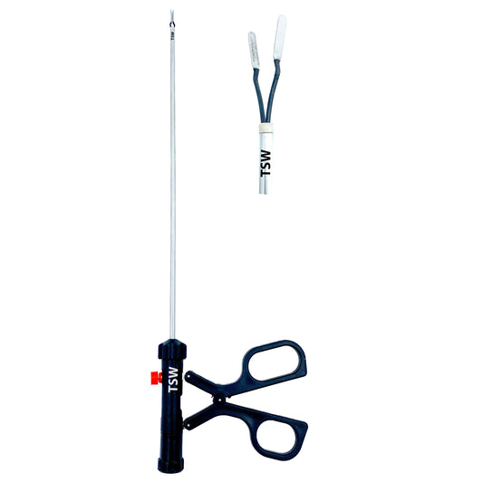 TSW X-handle laparoscopic bipolar forceps 5mm × 33cm with Spiral and Flat Jaw variants