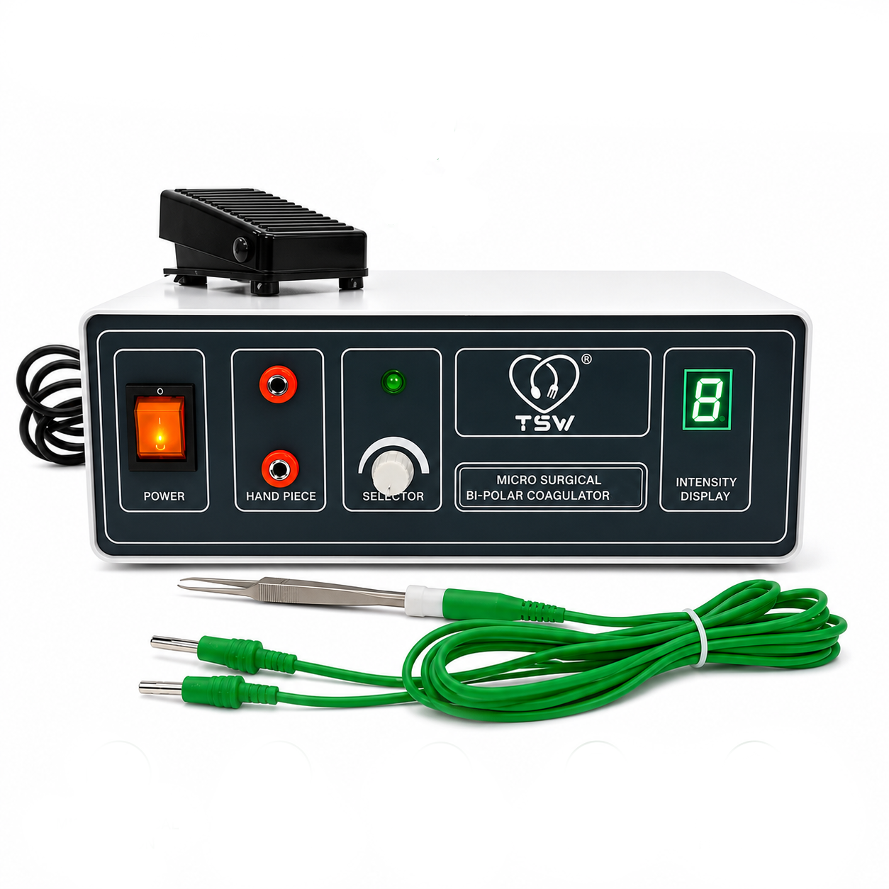 TSW 5W wet field eye bipolar coagulator complete set with forceps cord and foot switch