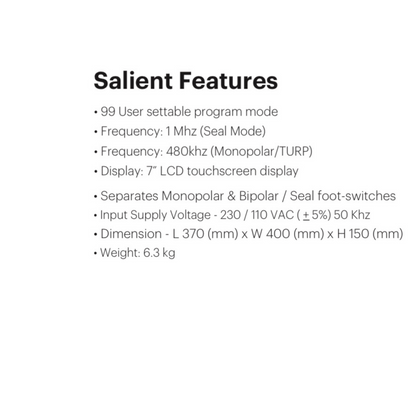 Fusion Electrosurgical Cautery Machine - Vessel Sealer & Bipolar TURP - Tannu Surgical Works