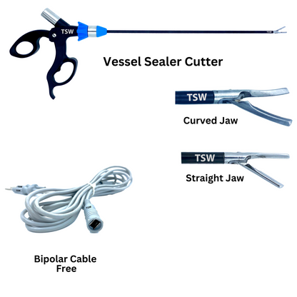 Laparoscopic Bipolar Vessel Sealer Cutter Forceps for precise vessel sealing and cutting in minimally invasive surgeries.

