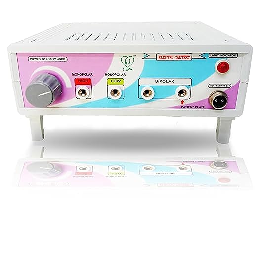 "Skin Cautery Machine for removing skin tags, warts, and corns with monopolar and bipolar functionality, RF Radio Frequency Electrosurgical Generator, and versatile diathermy surgical instrument."






